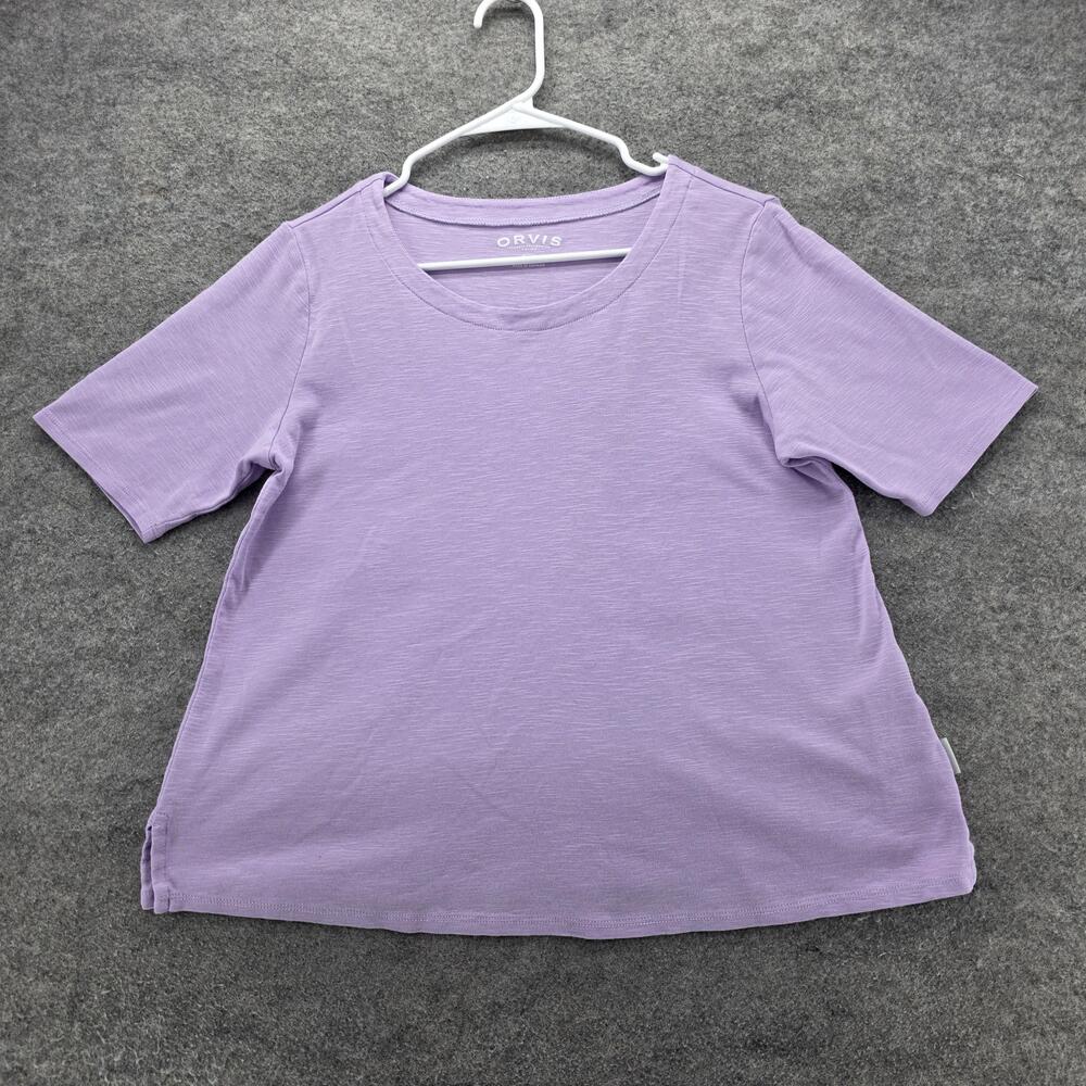 Orvis Shirt Womens Medium Purple Classic Collection Slub Knit Scoop Neck Tee